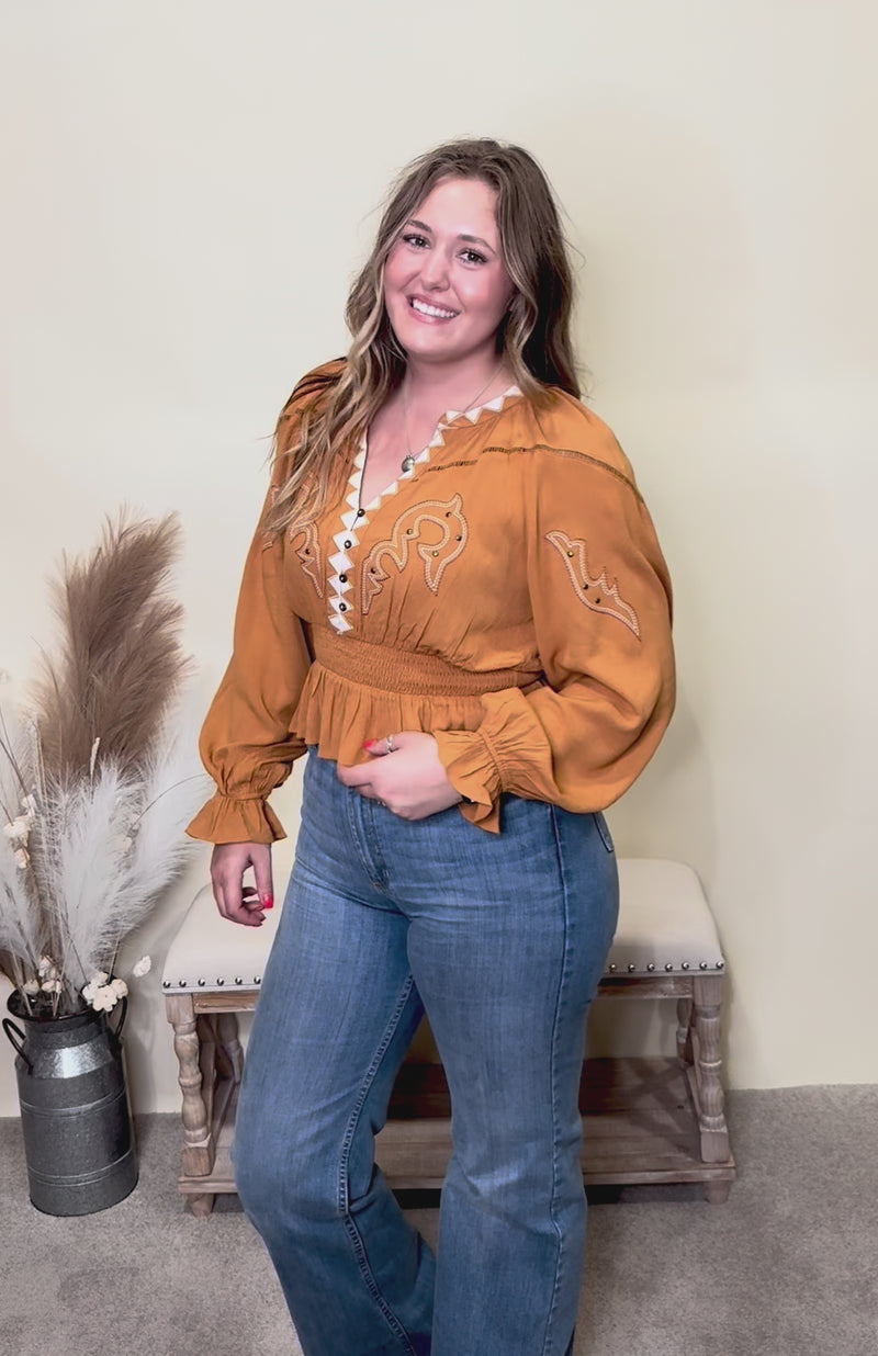 Desert Days Boho Rust Top By Miss Me