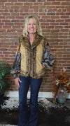 Faux Suede Tan Vest with Fur Edging