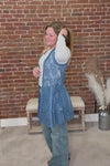 Blue Lace Knit Vest with Silver Studs