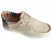 Men’s Roper Tan/Beige w/Flag Heel Canvas Hang Loose Shoe-Men's Footwear-Roper/Stetson-Gallop 'n Glitz- Women's Western Wear Boutique, Located in Grants Pass, Oregon