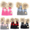 C.C. Baby Beanie Buffalo Check Double Pom **Multiple colors-Beanie/Scarf-C.C. Beanie-Gallop 'n Glitz- Women's Western Wear Boutique, Located in Grants Pass, Oregon