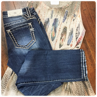 Miss Me Stitch It Up Mid Rise Straight Jean-Straight-Miss Me-Gallop 'n Glitz- Women's Western Wear Boutique, Located in Grants Pass, Oregon