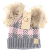 C.C. Baby Beanie Buffalo Check Double Pom **Multiple colors-Beanie/Scarf-C.C. Beanie-Gallop 'n Glitz- Women's Western Wear Boutique, Located in Grants Pass, Oregon