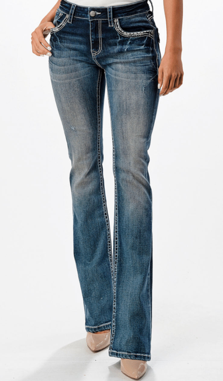 Grace in LA Easy Fit Shimmering Bootcut Jean-Bootcut-Grace in LA-Gallop 'n Glitz- Women's Western Wear Boutique, Located in Grants Pass, Oregon