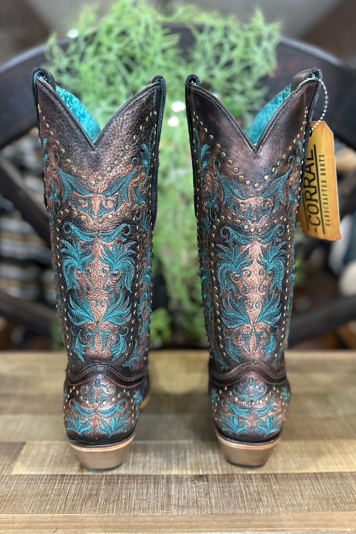 Corral Turquoise 'n Bronze Studded Boots-Women's Boot-Corral Boots-Gallop 'n Glitz- Women's Western Wear Boutique, Located in Grants Pass, Oregon