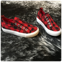 Kids Babalu Red Buffalo Plaid Slip on Sneaker-Kids Footwear-Corkys-Gallop 'n Glitz- Women's Western Wear Boutique, Located in Grants Pass, Oregon