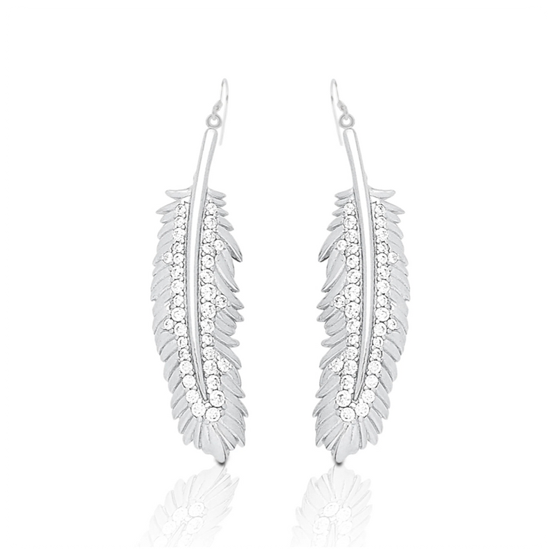 Kelly Herd Shimmering Feather Dangle Sterling Earrings-Jewelry-Kelly Herd-Gallop 'n Glitz- Women's Western Wear Boutique, Located in Grants Pass, Oregon