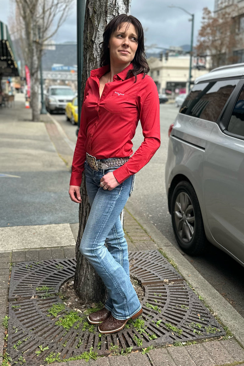 Ladies Kimes Ranch KR Team Shirt - Red-Top-Kimes-Gallop 'n Glitz- Women's Western Wear Boutique, Located in Grants Pass, Oregon