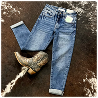 KanCan Halo Mid Rise Mini-Mom Kid Jeans-Girlfriend-KanCan-Gallop 'n Glitz- Women's Western Wear Boutique, Located in Grants Pass, Oregon