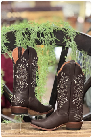 Women's Athletic Fit Leather Boot with Butterfly Inlay-Women's Boot-Tanner Mark-Gallop 'n Glitz- Women's Western Wear Boutique, Located in Grants Pass, Oregon