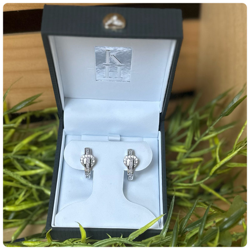 Kelly Herd Clear Contemporary Buckle Hoop Sterling Earrings-Jewelry-Kelly Herd-Gallop 'n Glitz- Women's Western Wear Boutique, Located in Grants Pass, Oregon