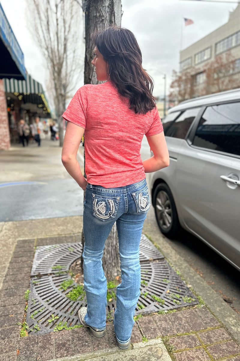 Kimes Ladies Outlier Tech Tee - Baked Apple-Top-Kimes-Gallop 'n Glitz- Women's Western Wear Boutique, Located in Grants Pass, Oregon