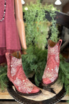 Circle G by Corral Red & Floral Embroidered Snip Toe Boots-Women's Boot-Circle G Boots-Gallop 'n Glitz- Women's Western Wear Boutique, Located in Grants Pass, Oregon