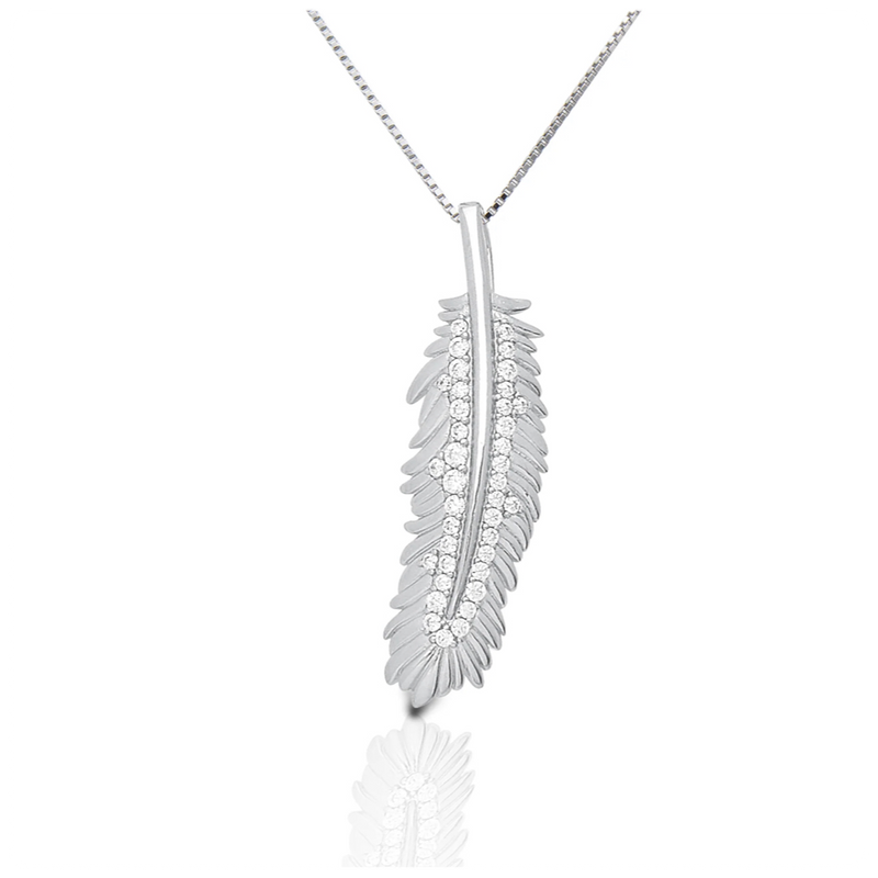 Kelly Herd Shimmering Feather Pendant Sterling Necklace-Jewelry-Kelly Herd-Gallop 'n Glitz- Women's Western Wear Boutique, Located in Grants Pass, Oregon