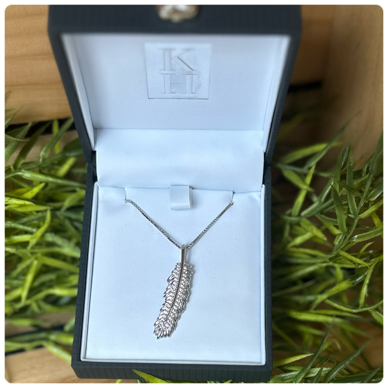 Kelly Herd Shimmering Feather Pendant Sterling Necklace-Jewelry-Kelly Herd-Gallop 'n Glitz- Women's Western Wear Boutique, Located in Grants Pass, Oregon