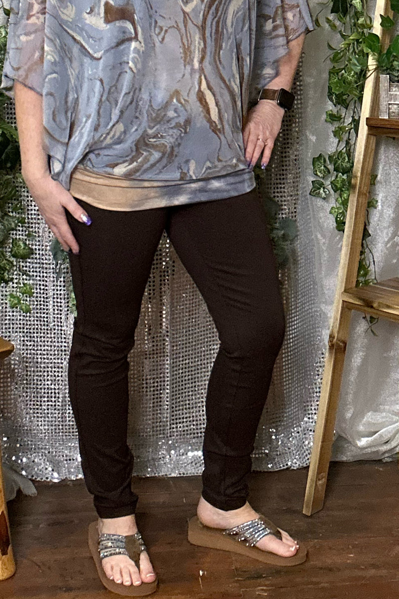 Ricki Mid Rise Pull-On Brown Legging by Jag-Legging-Jag-Gallop 'n Glitz- Women's Western Wear Boutique, Located in Grants Pass, Oregon