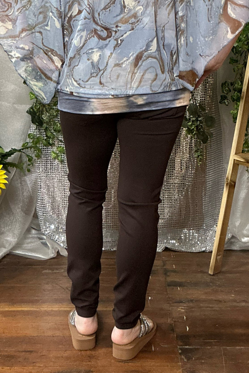 Ricki Mid Rise Pull-On Brown Legging by Jag-Legging-Jag-Gallop 'n Glitz- Women's Western Wear Boutique, Located in Grants Pass, Oregon